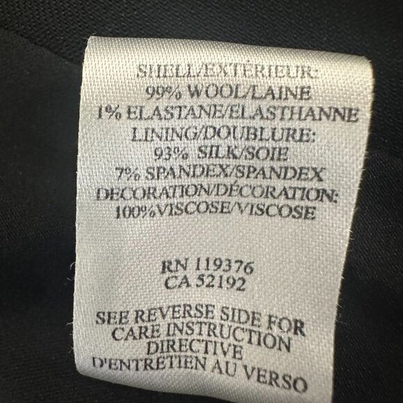 Helmut Lang Black Wool Silk Lightweight Blazer Sheer Floral Sleeves Size 4 - Picture 9 of 13